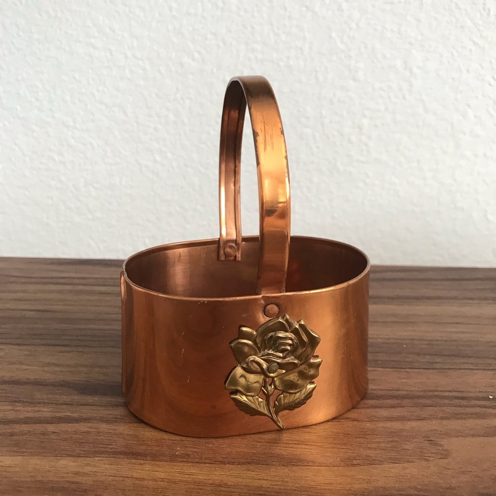 Vintage copper brass flower basket